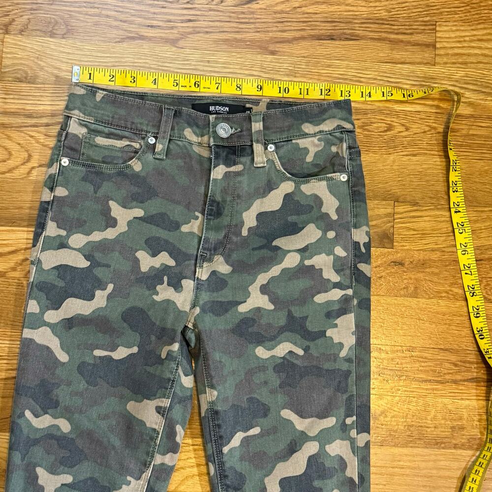 Hudson Women’s 26 Green Camouflage Barbara High Waist Super Skinny Ankle Jeans - Picture 2 of 12